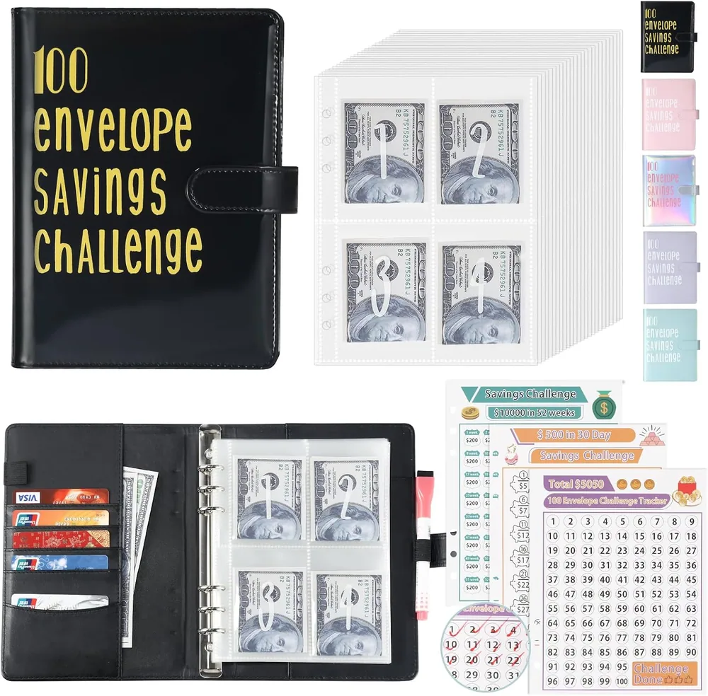 100 Envelope Savings Challenge Binder, A5