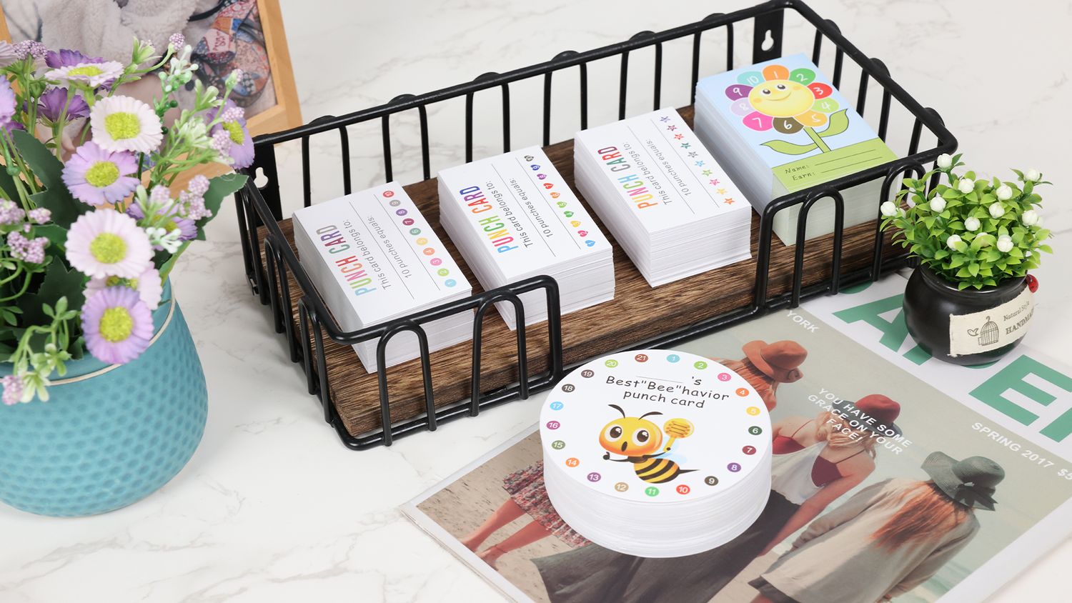 ONEDONE punch cards basket desk